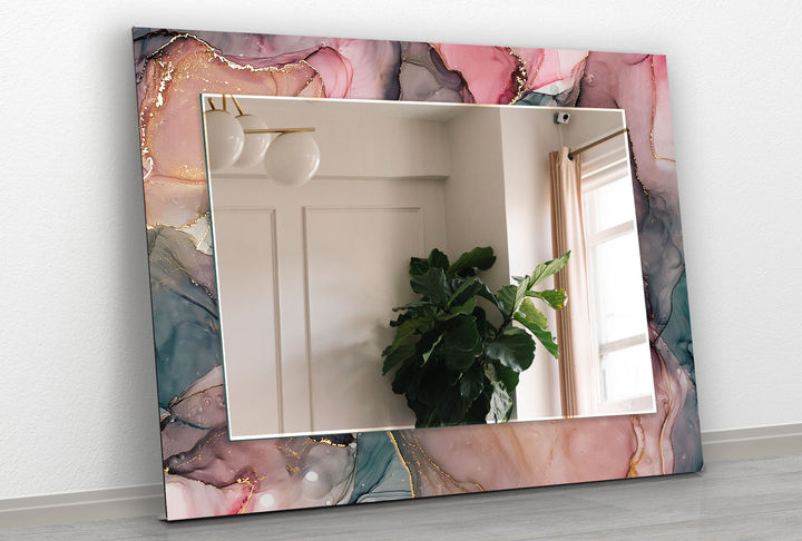 Abstract Pink Liquid Ink Wall Mirror Decorative Mirror
