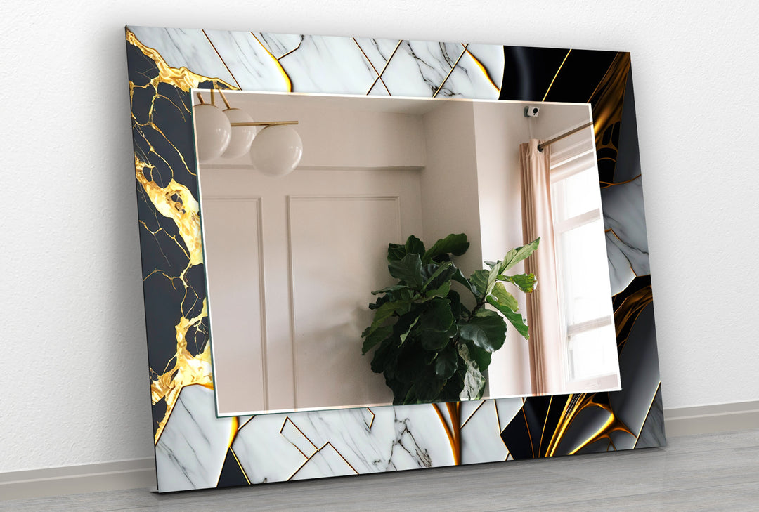 White & Black Gold Wall Mirror gold floor mirror
