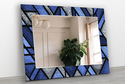 Blue Geometric Stained Wall Mirror