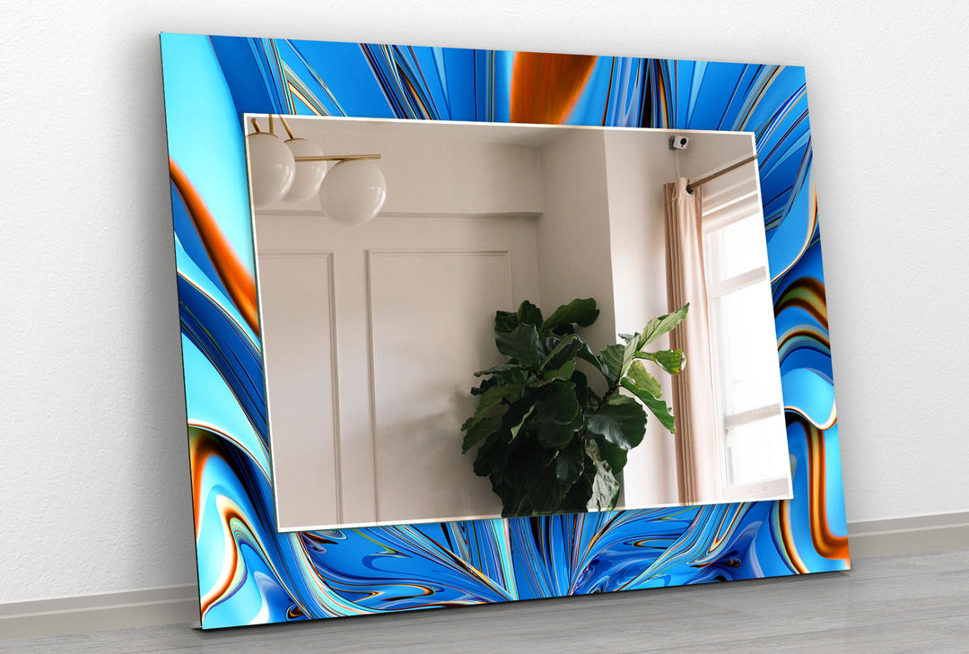 Blue Marble Abstract Wall Mirrors Dining Room Mirror
