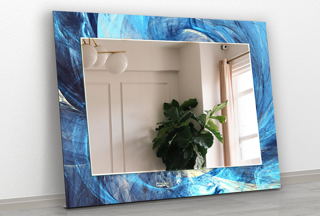 Light Blue Abstract Wall Mirrors Entryway Mirror
