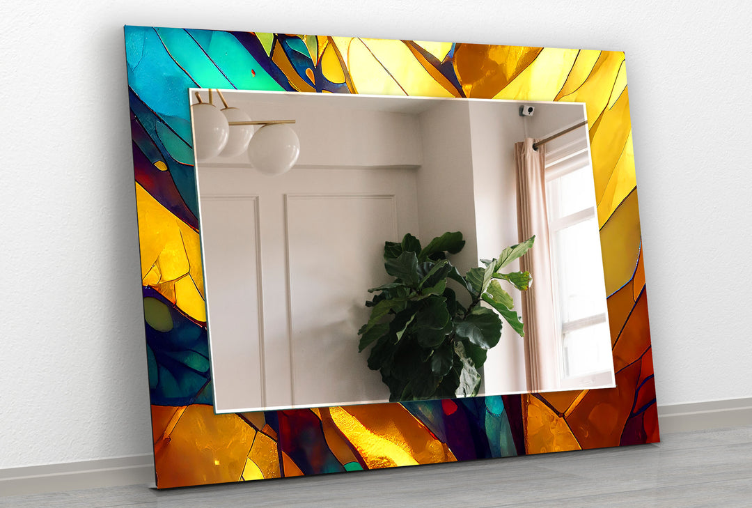 Stained Gold Wall Mirror white framed mirror
