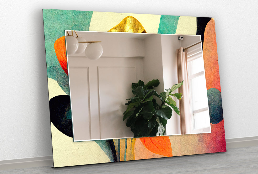 Green & Orange with Golden Wall Mirror Green Mirror	
