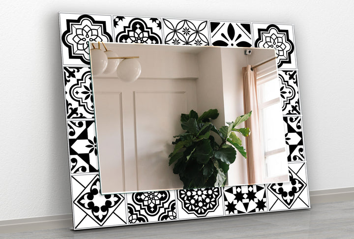 Black White Mosaic Wall Mirror