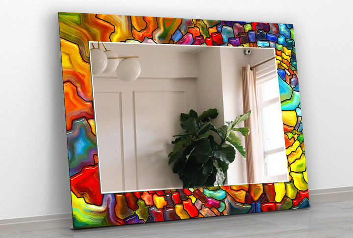 Vivid Colored Stained Wall Mirror Mosaic Mirror 
