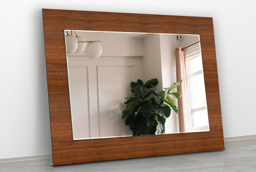 Dark Brown Wooden Design Wall Mirrors Huge Wall Mirror
