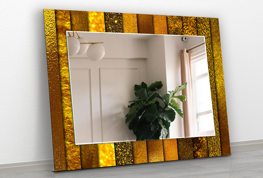 Orange with Golden Details Wall Mirrors Stained Glass Wall Mirror
