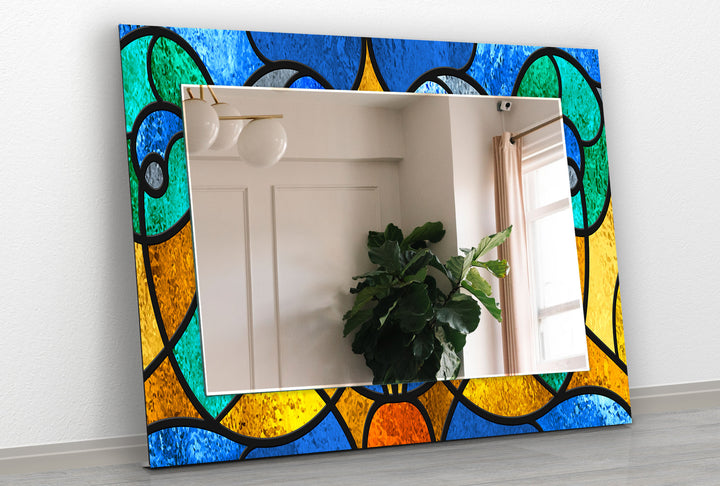 Stained Yellow & Blue Wall Mirror wall mirror
