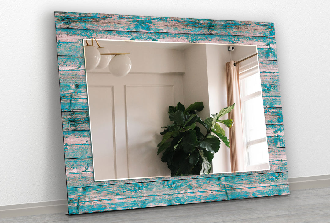 Blue Wooden Wall Mirror Mosaic Mirror
