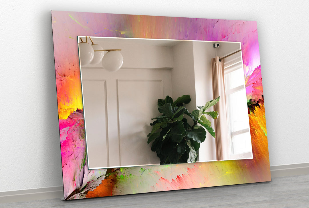 Pink Orange Abstract Wall Mirror Blue Mirror
