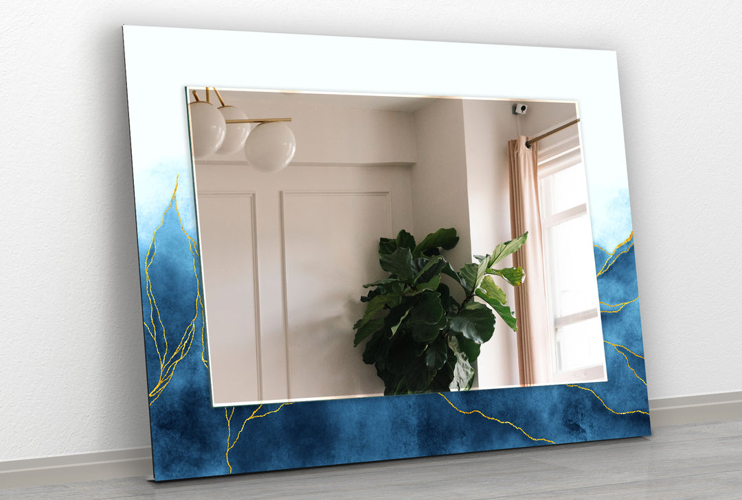 Golden Striped Leaves Wall Mirror