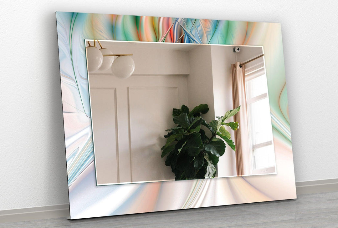 Shiny 3D Abstract Wall Mirror Rectangle Wall Mirror
