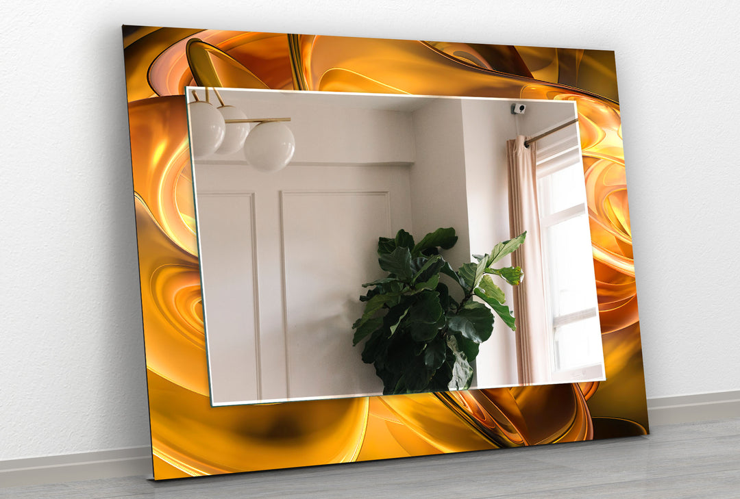 Caramel Color Lines Abstract Wall Mirror Modern Mirror
