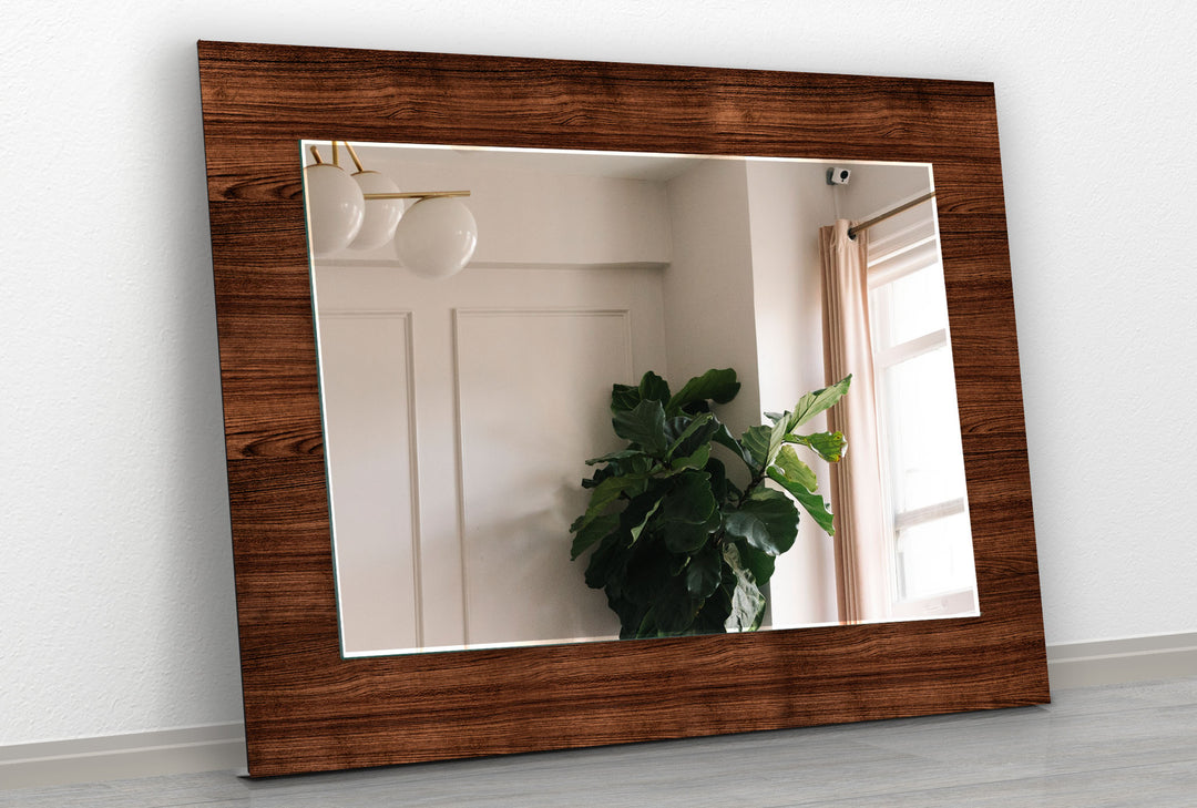 Dark Brown Wooden Pattern Wall Mirror cSquare Wall Mirror
