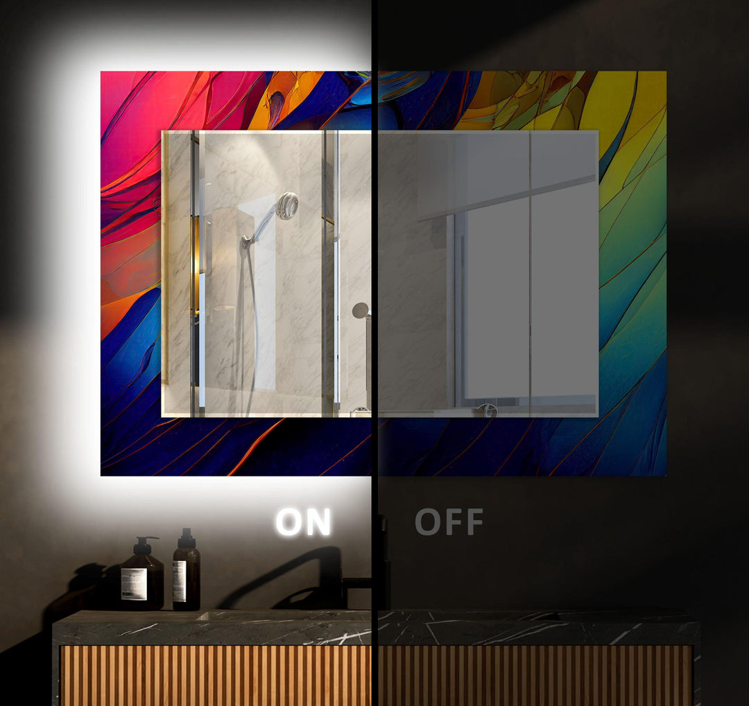 Modern Colored Abstract Wall Mirror Square Mirror
