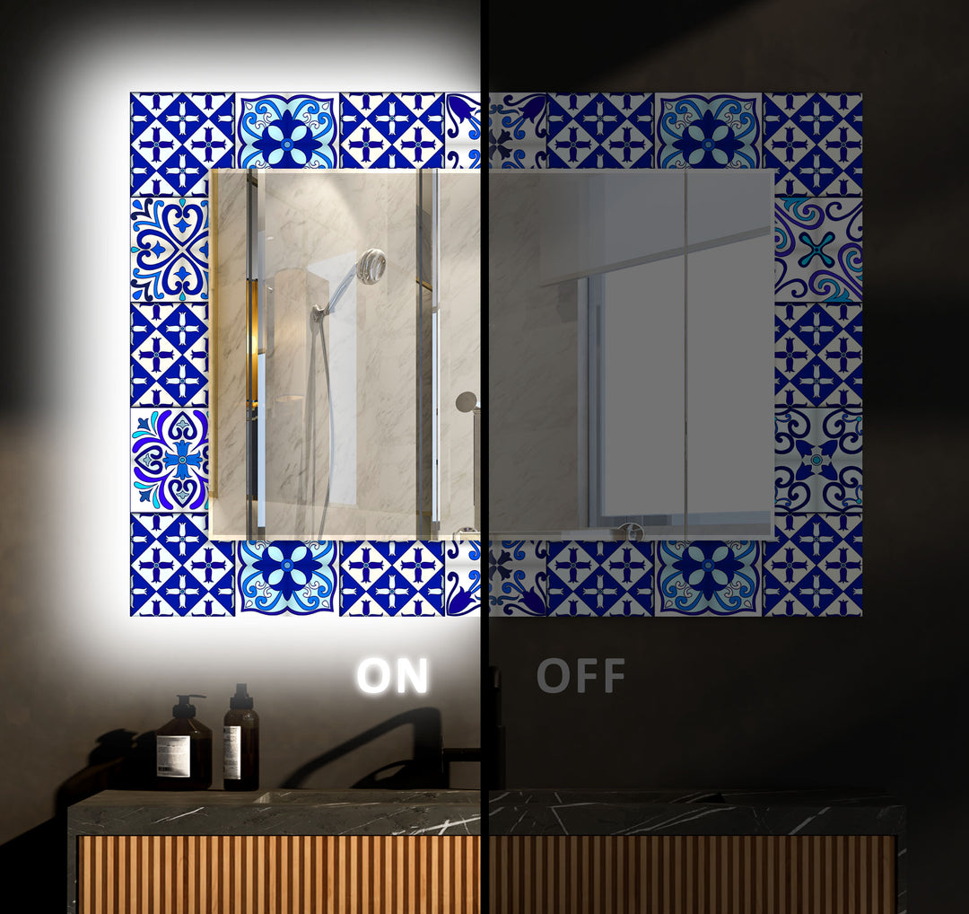 Blue Majestic Mosaic Wall Mirror mirror art
