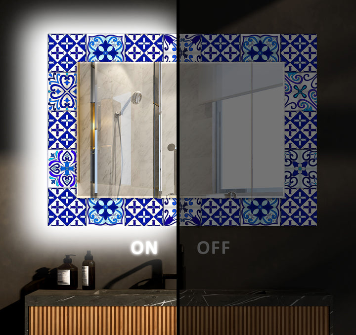 Blue Majestic Mosaic Wall Mirror mirror art
