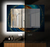 Abstract Tempered Glass Wall Mirror