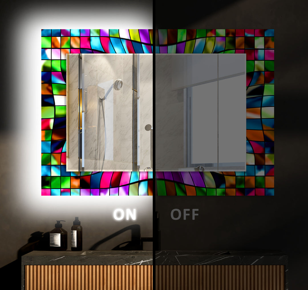 Stained Colored Blocks Wall Mirror Modern Wall Mirror
