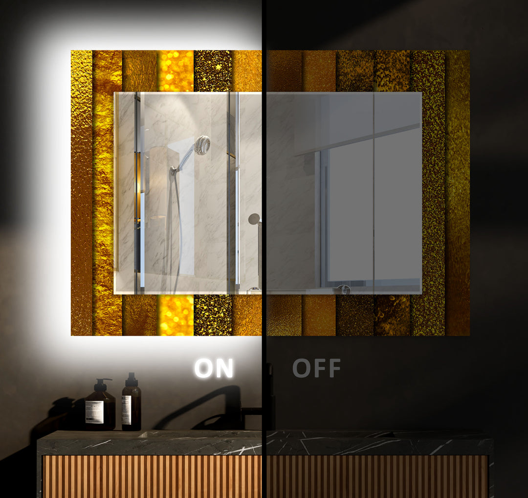 Golden Abstract Wall Mirror Wood Mirror
