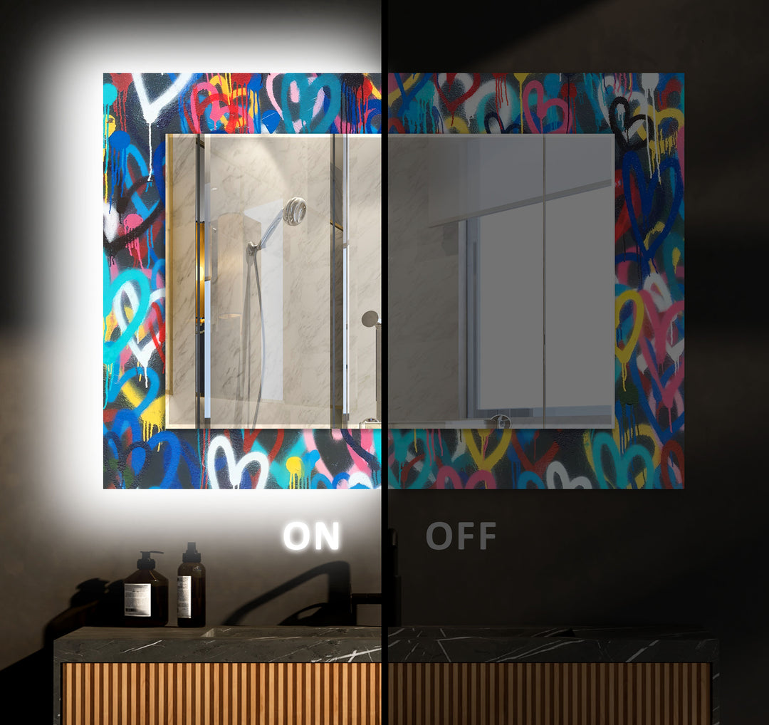 Abstract Colorful Graffiti Wall Mirror Modern Mirror
