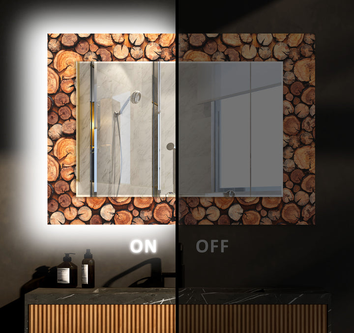 Brown Wood Design Wall Mirror Marble Wall Mirror
