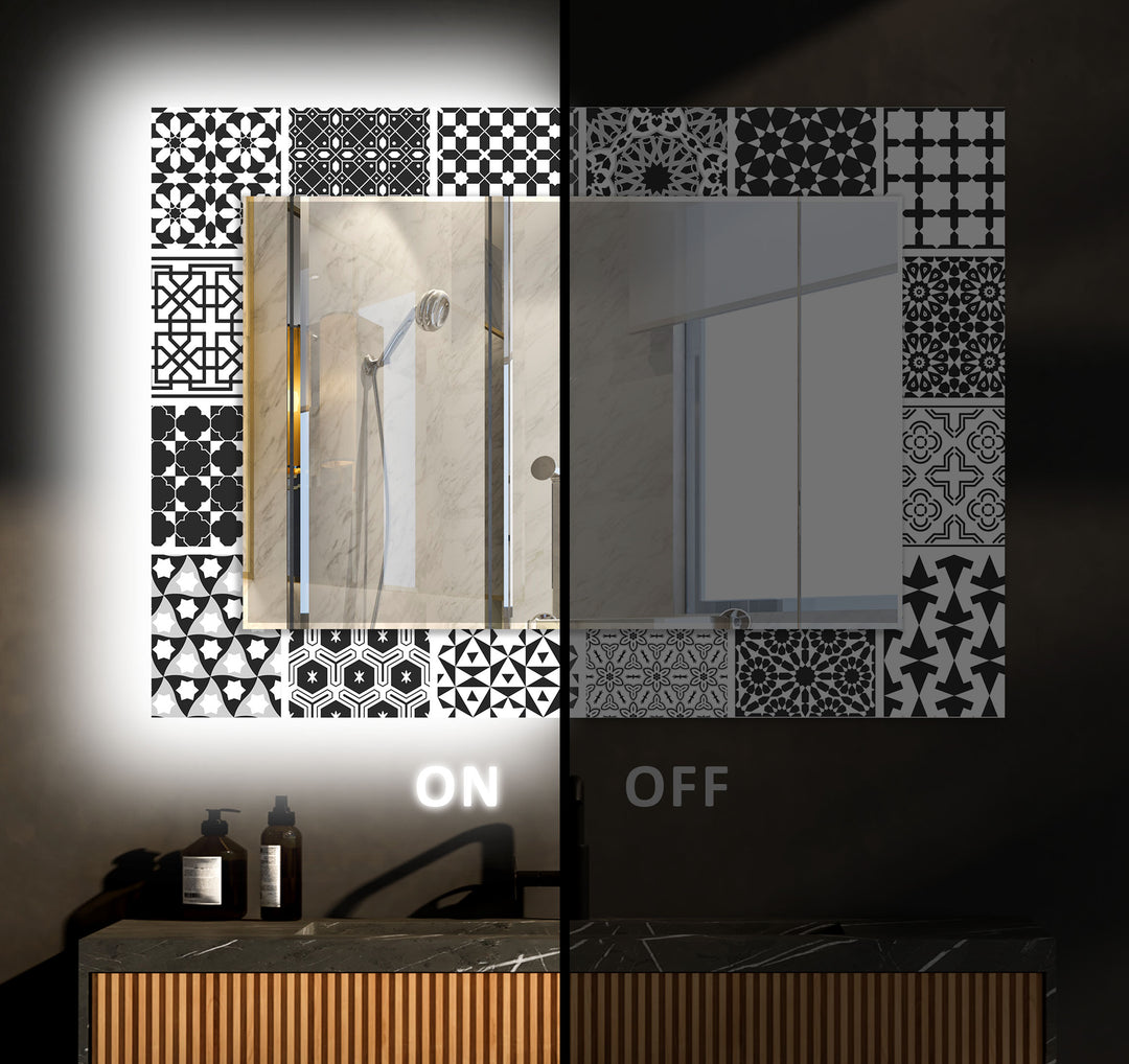 Black and White Mosaic Wall Mirror floor mirror
