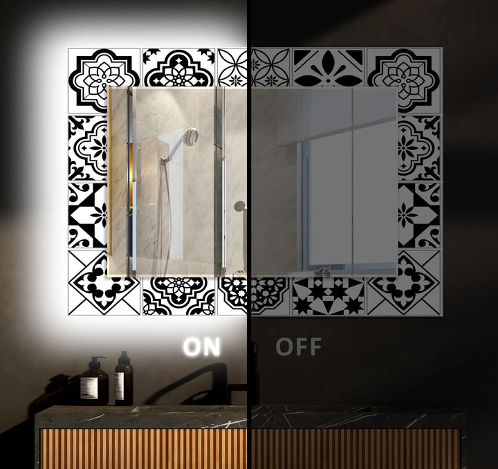 Black White Mosaic Wall Mirror