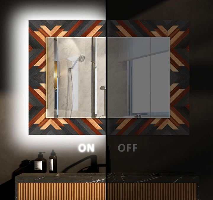 Wood Pattern Black Wall Mirror mirror wall art
