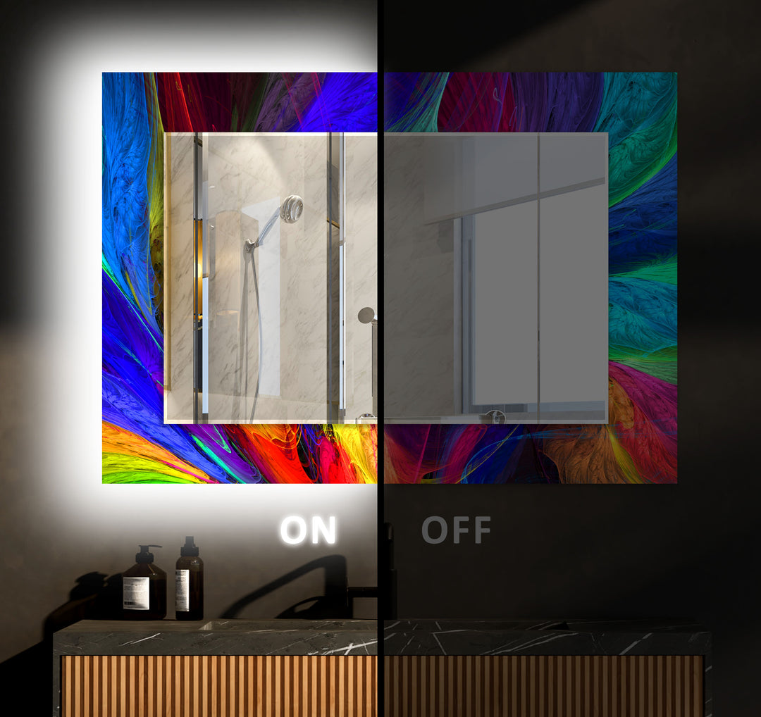 Abstract Neon Wall Mirror Large Mirror
