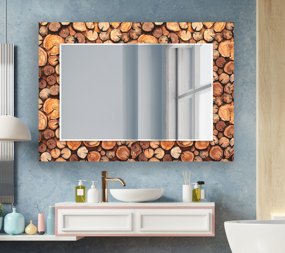 Brown Wood Design Wall Mirror Red Wall Mirror
