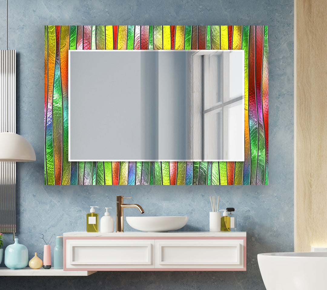 Stained Green Lines Wall Mirror modern mirror
