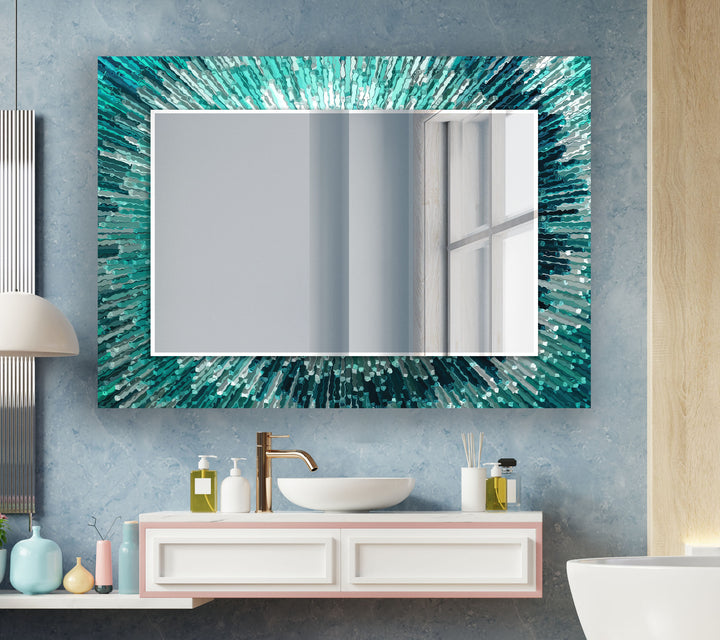 Light Blue Round Wall Mirror Rectangle Wall Mirror
