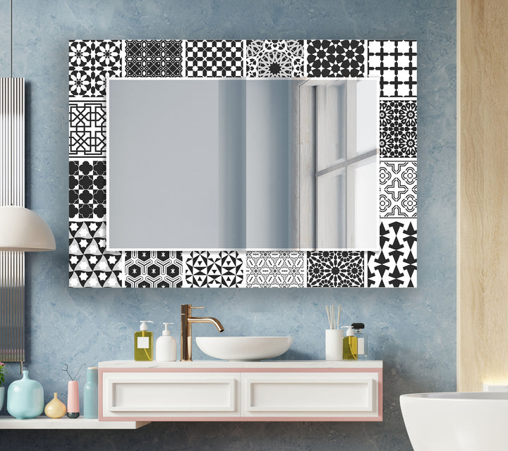 Black and White Mosaic Wall Mirror full body mirror
