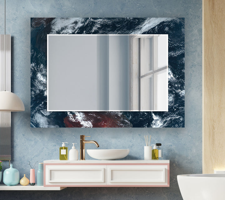 Black Sea Wave Wall Mirror Bathroom Wall Mirror
