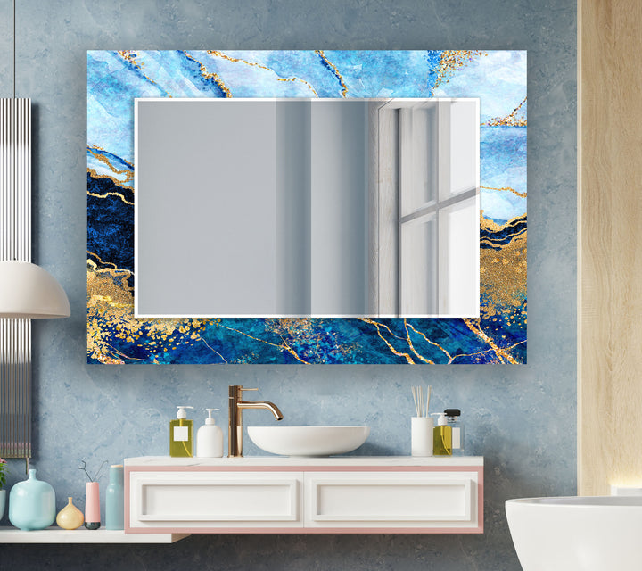 Light Blue and Navy Blue Wall Mirrors wall mirror
