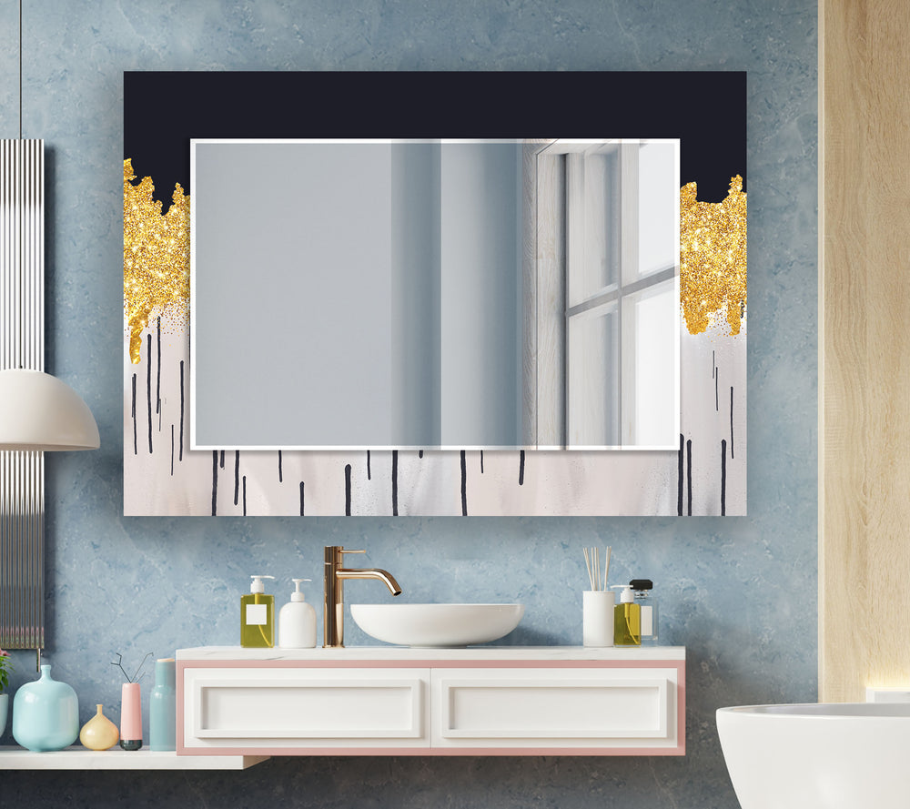 Abstract with Gold Details Wall Mirror  wall mirror