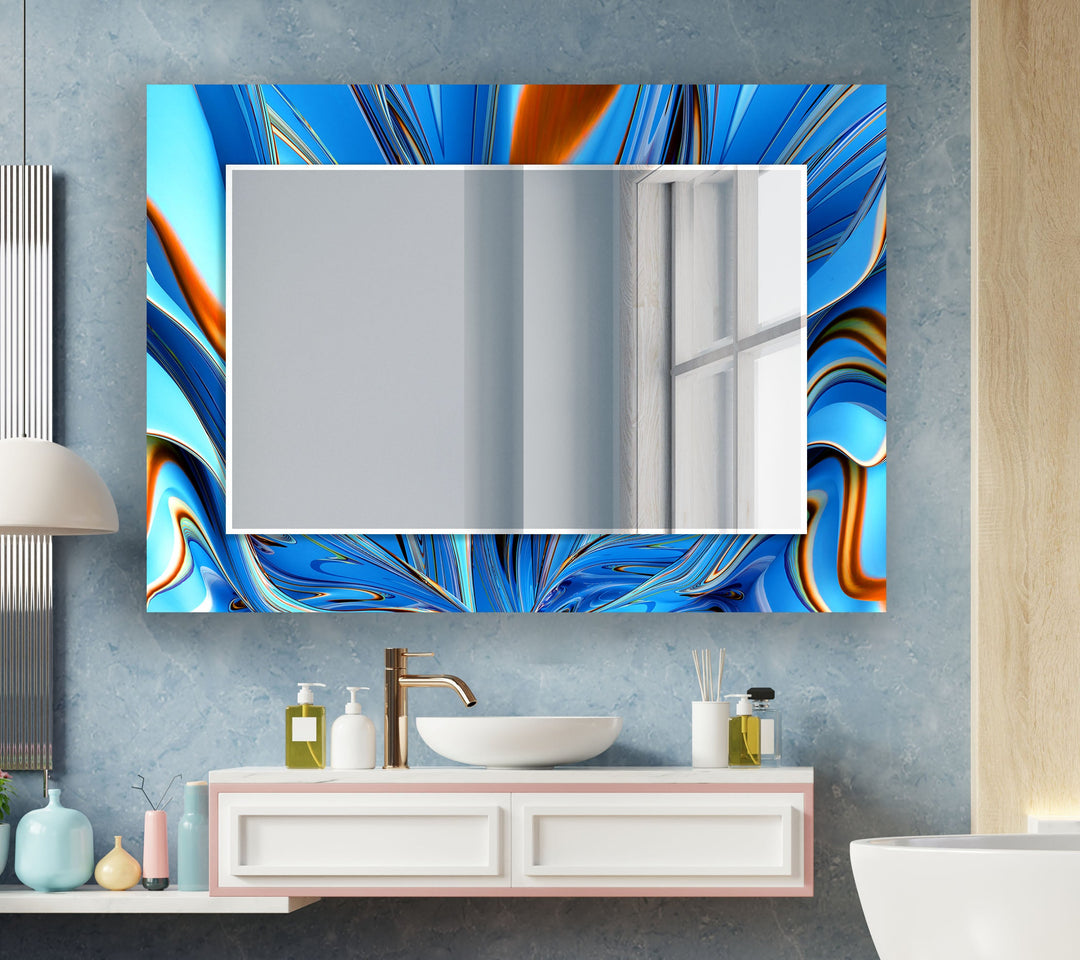 Blue Marble Abstract Wall Mirrors Bedroom Mirror
