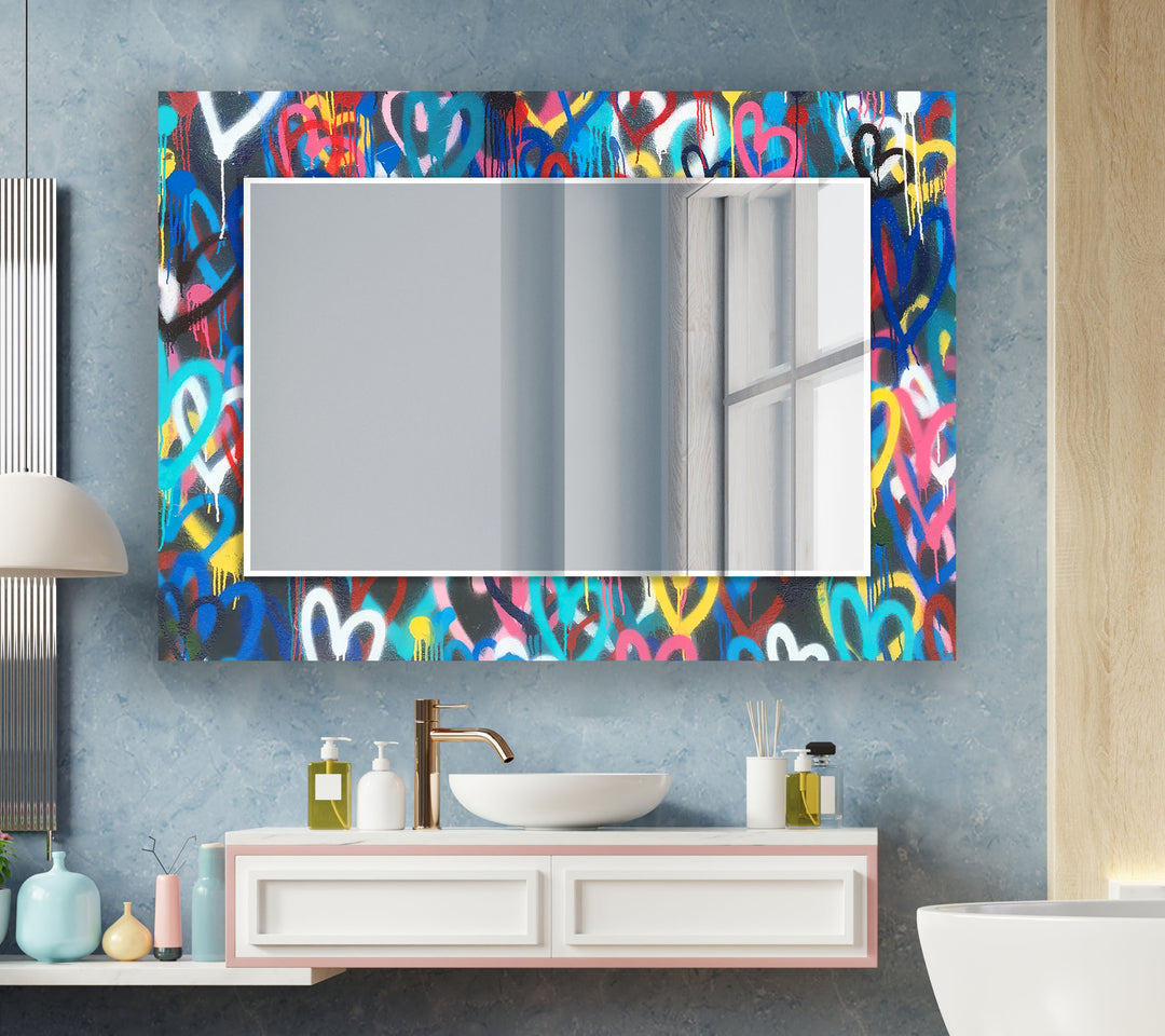 Abstract Colorful Graffiti Wall Mirror Living Room Mirror
