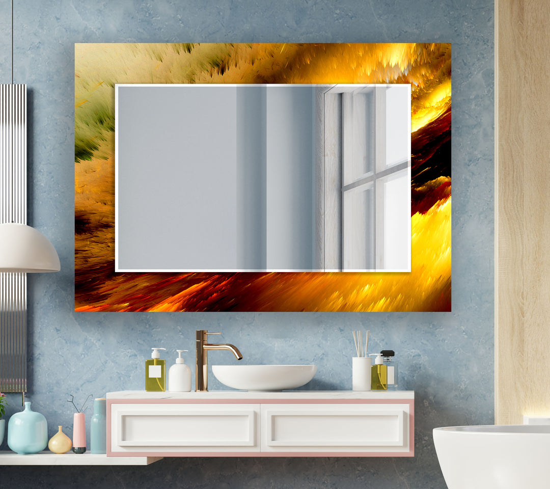 Orange & Beige Abstract Wall Mirrors oversized wall mirrors
