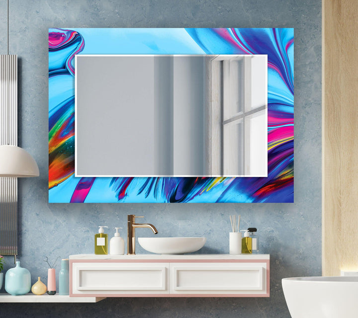 Colored Blue Wall Mirrors large living room mirror