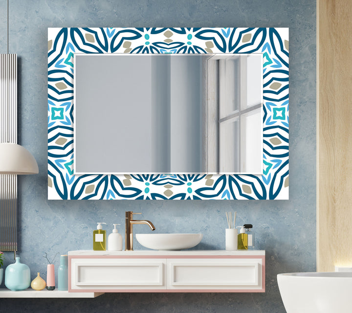 Mosaic Round Blue Wall Mirror mirror wall art
