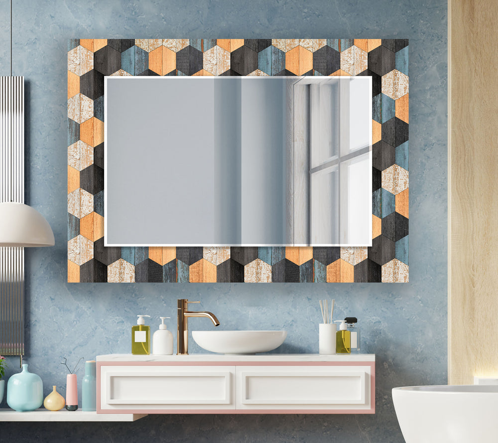 Wooden Orange Black Wall Mirror wall decorative mirror
