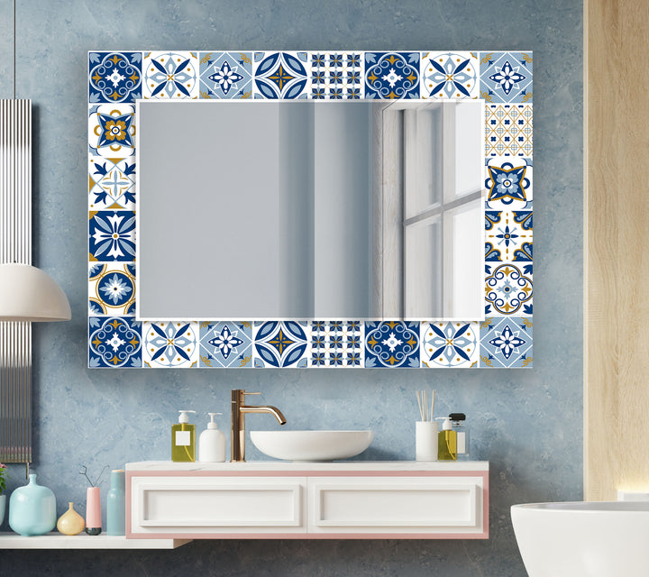 Blue and White Wall Mirrors full length mirrors
