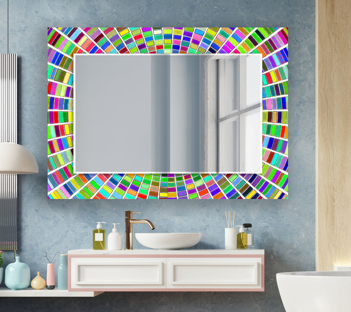 Stained 3D Colored Wall Mirror big mirror
