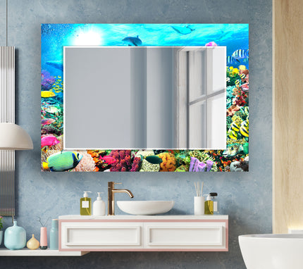 Abstract Tempered Glass Wall Mirror