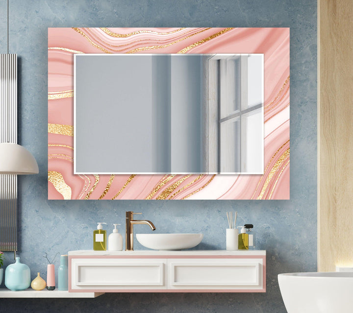 Gold & Pink Wall Mirror Long Wall Mirror
