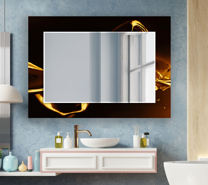 Abstract Black & Gold Wall Mirror black frame mirror
