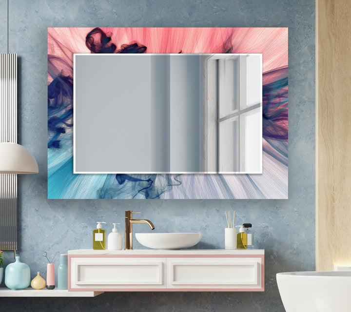 Pink and Blue Abstract Wall Mirrors Long Mirror
