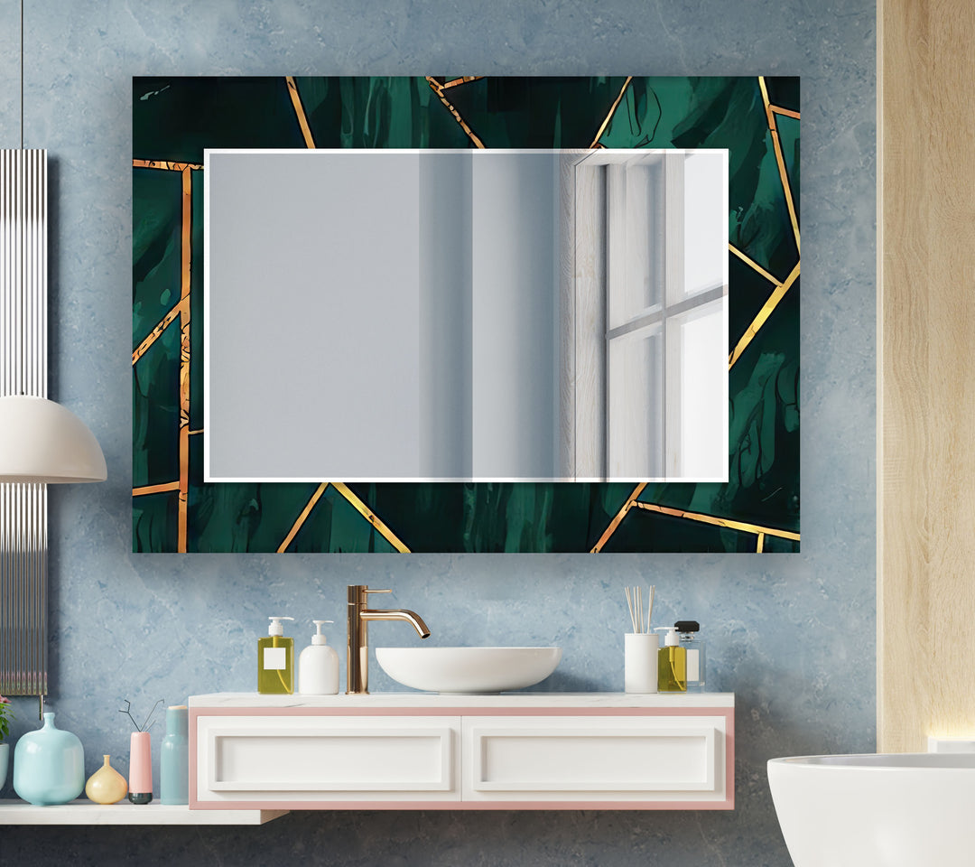 Green Geometric Shapes Wall Mirror large mirror
